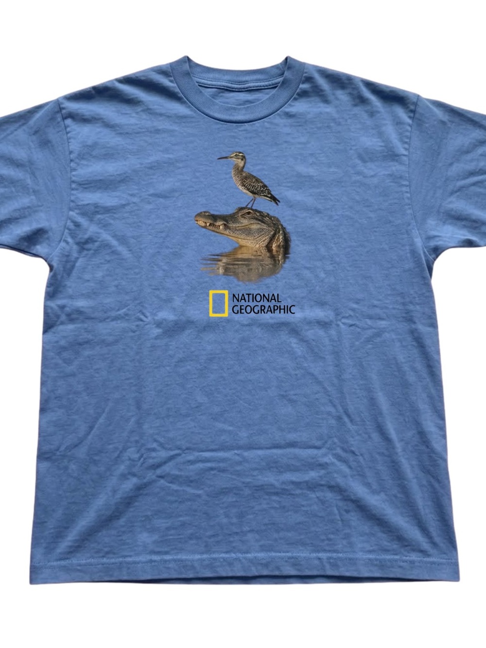 Gildan National Geographic Blue Alligator & Bird Graphic Tee